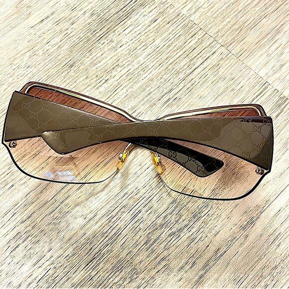 Vintage Gucci Brown GG Logo Shield Sunglasses 1825/S - Picture 2 of 7